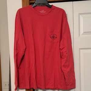 Vineyard Vines Men's Bright Red Long Sleeve Tee